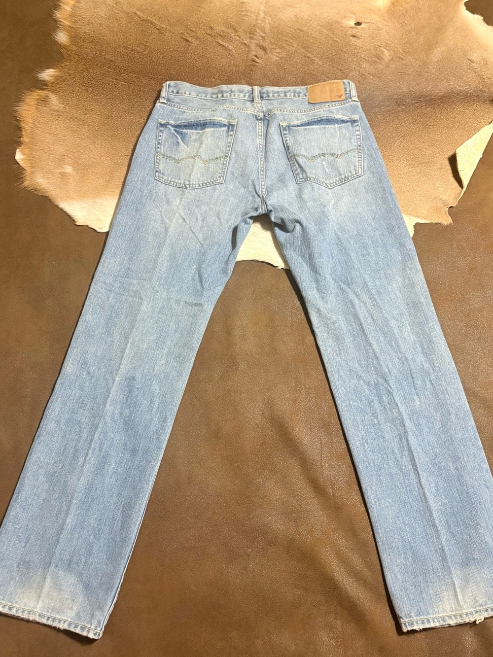 American Eagle Outfitters Light Blue Straight Distressed Men's Jeans